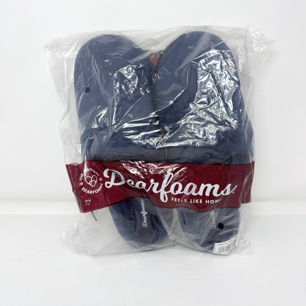 Dearfoams Darcy Velour Womens Memory Foam Clog Slippers, Peacoat Navy Sz L 9-10